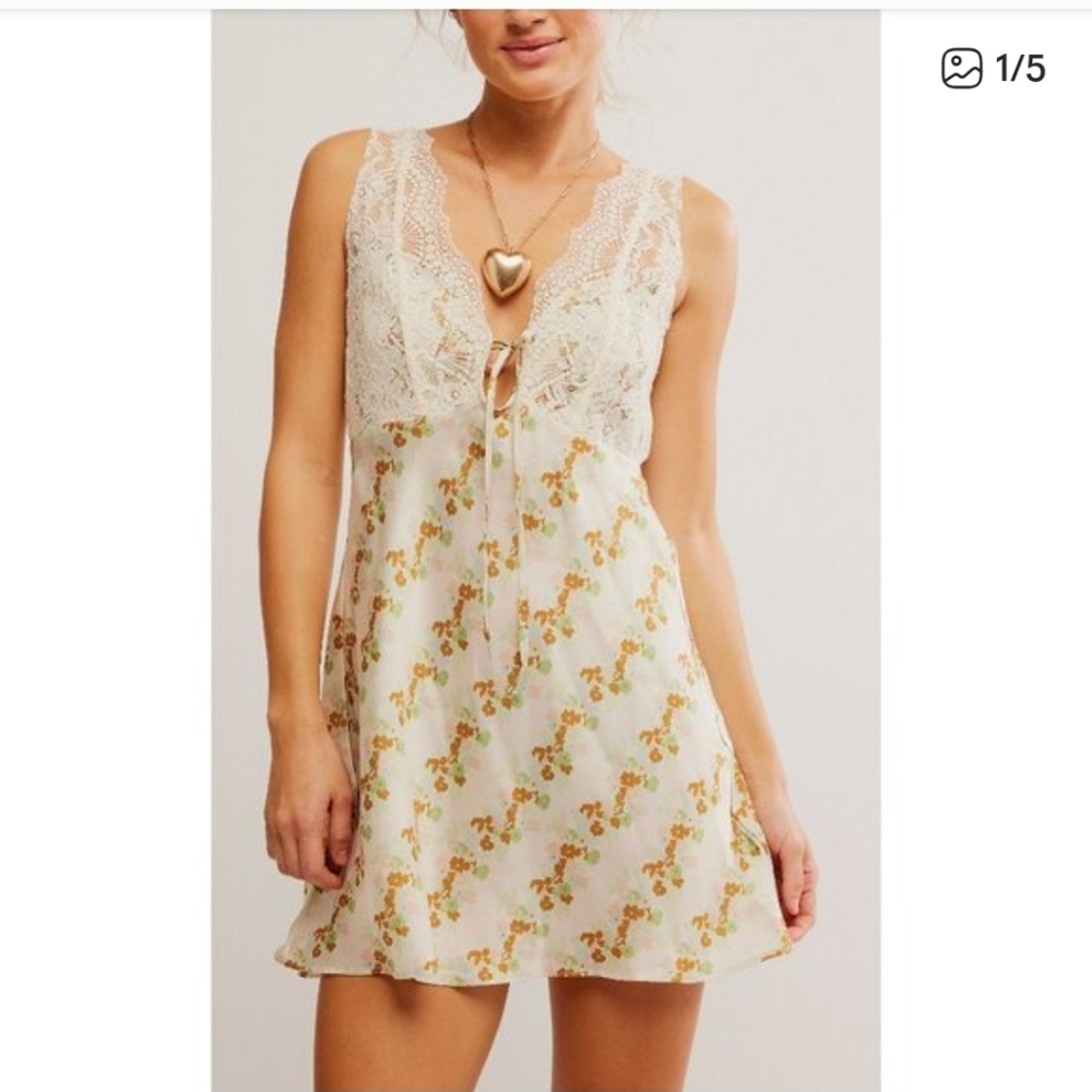 Ivory Floral Slip Mini Dress